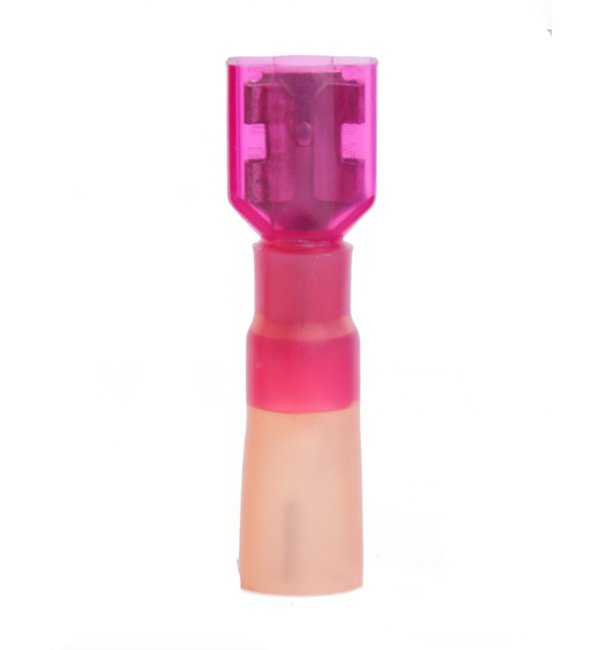 Insulated Female Quick Disconnect - 22-18 AWG, Red, Solder & Seal - Image 1