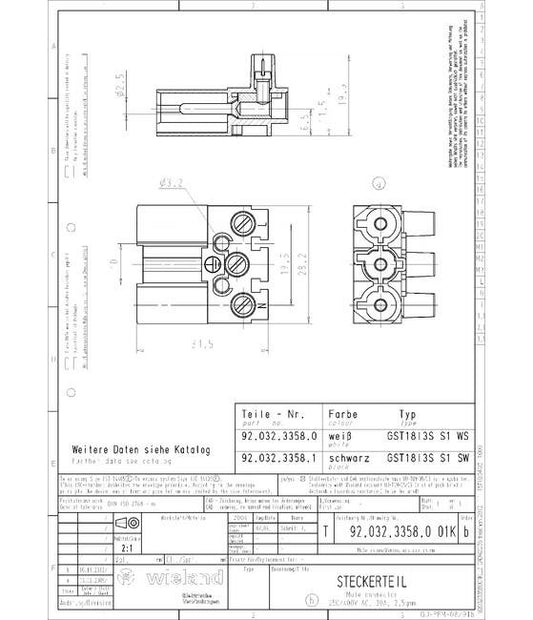 Wieland GST18I3S S1 SW Electrical Connector Splitter - Image 2