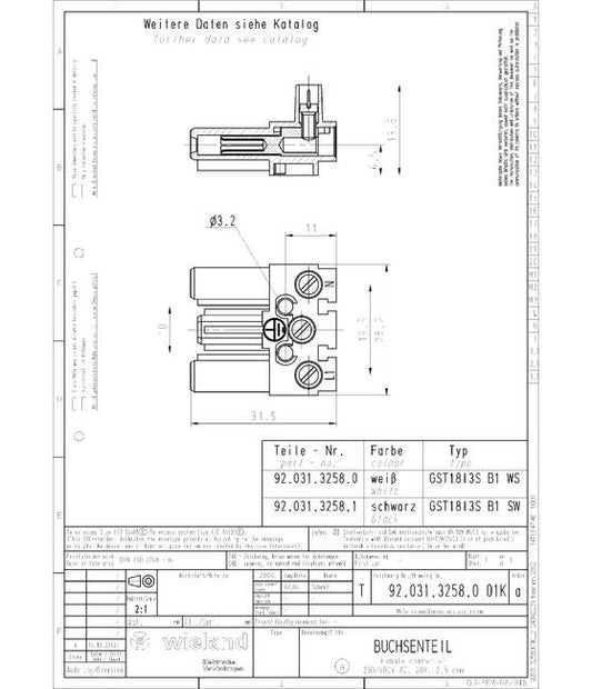 Wieland GST18I3S B1 SW Splitter 3-Pole Female Connector - Image 2