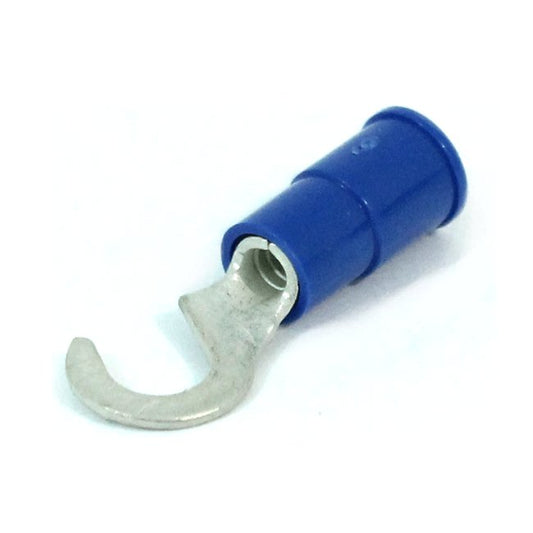 Blue Vinyl Hook Terminal, 16-14 AWG (#10 Stud, Butted Seam) - Image 1