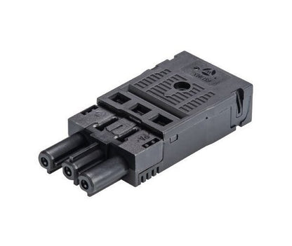 Wieland GST18I3F 3-Pole Female Electrical Connector with Strain Relief - Black - Image 1