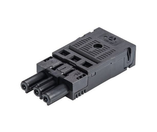 Wieland GST18I3F 3-Pole Female Electrical Connector with Strain Relief - Black - Image 1