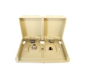 Weatherproof TV/Phone Outlet with 75 Ohm Connector and Phone Jack (White) - Image 1