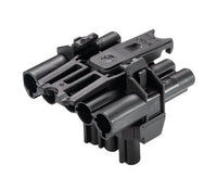 Wieland GST18i5 T-Distributor Splitter with Mounting Plate, 5-Pole, 1 IN 2 OUT, 20A, Black