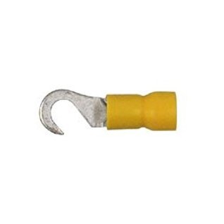 Vinyl Insulated Hook Terminal, 12-10 AWG, #6 Stud, Butted Seam - Image 1
