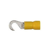 Vinyl Insulated Hook Terminal, 12-10 AWG, #6 Stud, Butted Seam