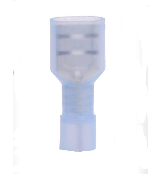 Blue Nylon Fully Insulated Female Quick Disconnect, 16-14 AWG, .250 x .032 Tab - Image 1