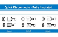 Nylon Fully Insulated Female Quick Disconnect Terminals, 12-10 AWG (.250 x .032 Tab)