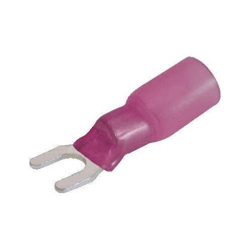 Red 22-18 AWG Spade Terminal with #10 Stud, Heat Shrink Insulation, Pack of 100 - Image 1