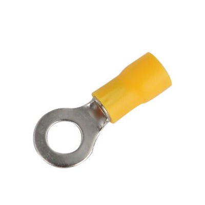 Yellow Heat Shrink Ring Terminal 12-10 AWG (3/8 Stud) - Pack of 100 - Image 1