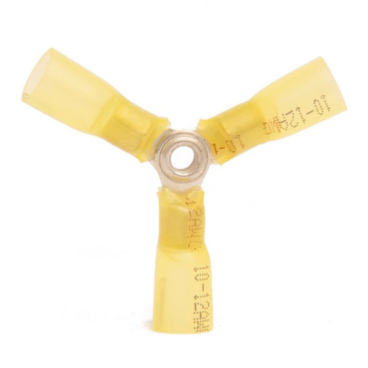 Yellow 3 Way Connector Heat Shrink for 12-10 AWG Wire - Image 1