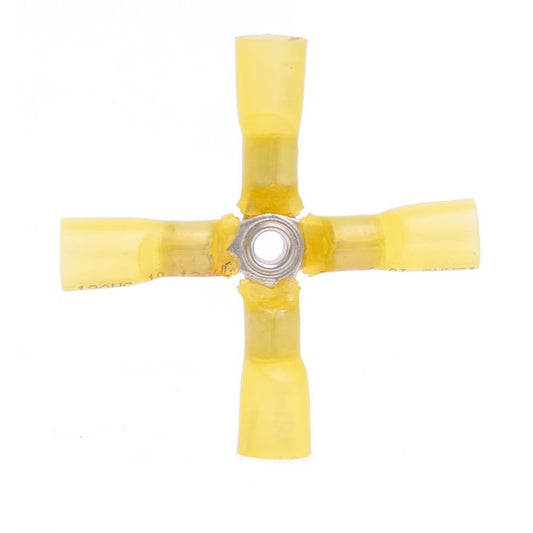 Yellow 12-10 AWG 4-Way Connector Heat Shrink, Pack of 10 - Image 1