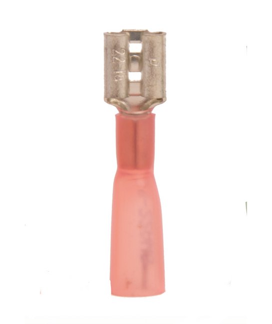 22-18 AWG Female Quick Disconnect Heat Shrink, Red (.187 x .020 Tab) - Image 1