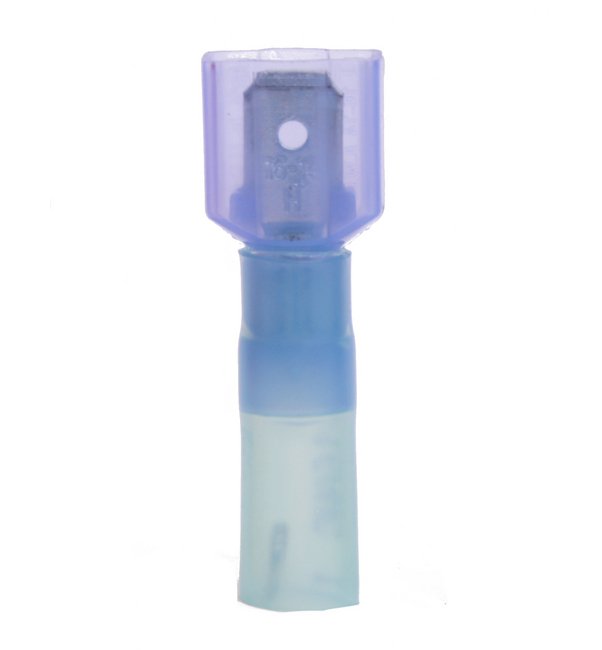 16-14 AWG Male Quick Disconnect Heat Shrink Fully Insulated (.250 x .032) Tab - Blue - Image 1