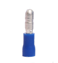 Blue Vinyl Insulated Male Bullet Connector 16-14 AWG (.157 Tab) Butted Seam - Pack of 100