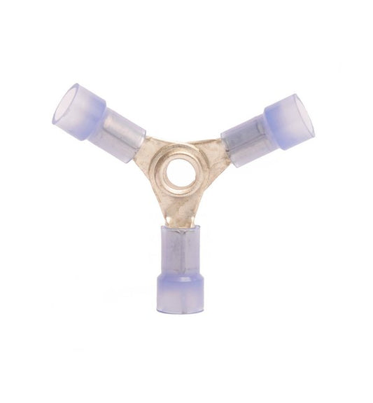 Blue Nylon Butted Seam 3 Way Electrical Connector (16-14 AWG, Pack of 100) - Image 1