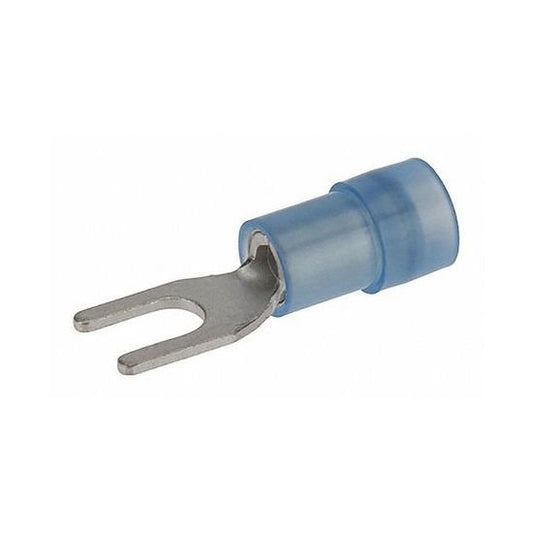 16-14 AWG Nylon Spade Terminal with 1/4 Stud, 3-pc Butted Seam - Image 1