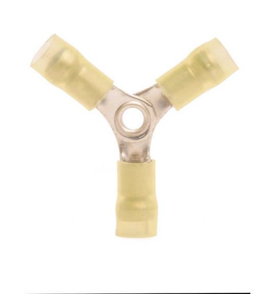 Yellow Nylon 3-PC Three Way Connector, 12-10 AWG, Pack of 50 - Image 1