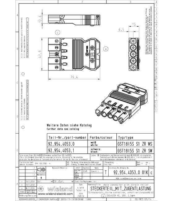 Wieland GST18I5S S1 ZR1 SW 5-Pole Male Connector - Image 2