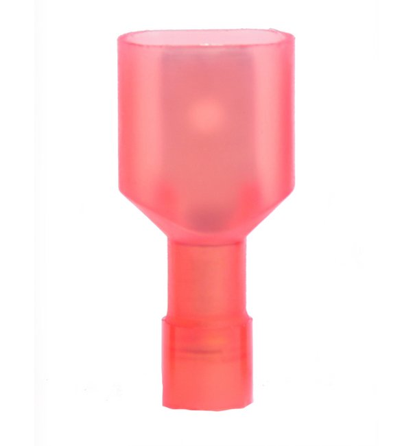 Nylon Insulated Male Quick Disconnect, 22-18 AWG, .250 x .032 Tab, Red, Pack of 100 - Image 1