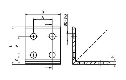 Enclosure Hardware 90/90 Connection Angle 8 Holes - Image 2