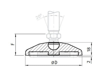 Nylon PA Base for Swivel Feet, Ball Joint 15 - Image 2