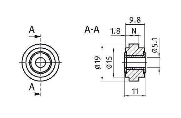 Nylon Roller with Slot 5 - 19mm - Image 2