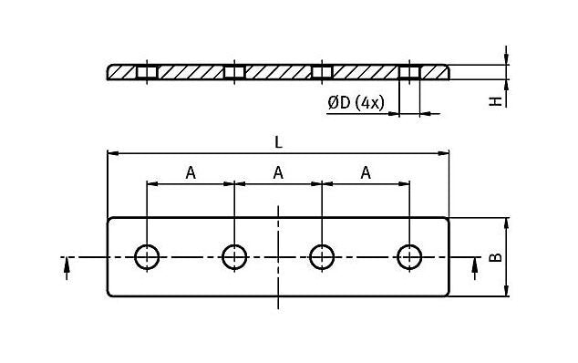 Heavy Duty Connection Plate 20/80 4 Holes - Enclosure Hardware & Components - Image 2