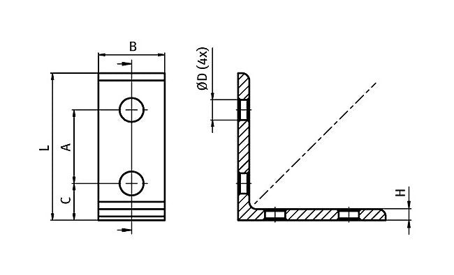 40/80 Connection Angle Bracket 1-Slot - Image 2