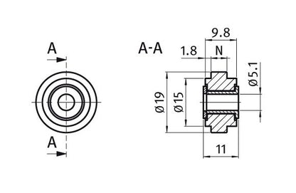 Nylon Roller for Enclosure Hardware, Slot 6, Ø29mm - Image 2