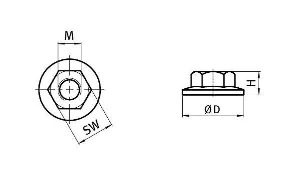 Heavy-Duty M6 Flange Nut - Image 2