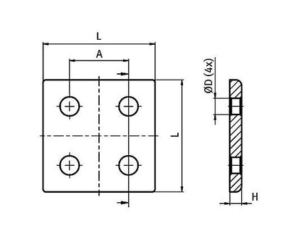 Square Connection Plate 80/80 with 4 Holes - Image 3