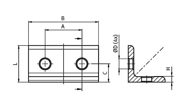 Connection Angle 90/45 2 Slot - Enclosure Hardware & Components - Image 2