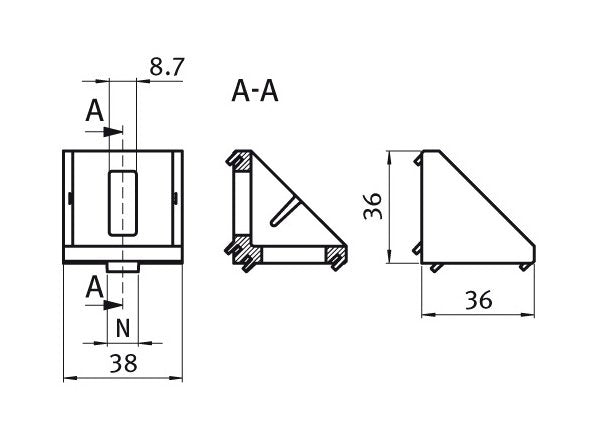 Alu Connection Angle 40 - Heavy-Duty Aluminum Corner Bracket - Image 2