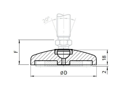 Die-cast Zinc Swivel Feet Base with Antislip Plate - Image 2