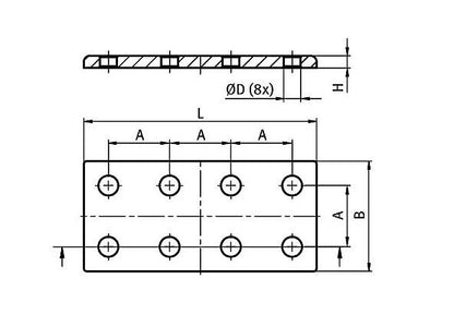 Heavy-Duty Connection Plate 40/80 with 8 Holes - Enclosure Hardware & Components - Image 2