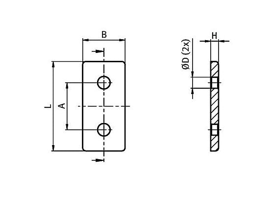 45/90 Connection Plate with 2 Holes - Image 2