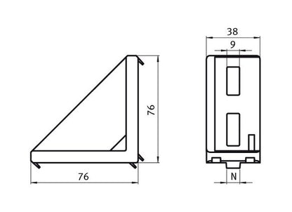 Durable Alu Connection Angle 40/80 for Enclosure Hardware, 122.5g - Image 2