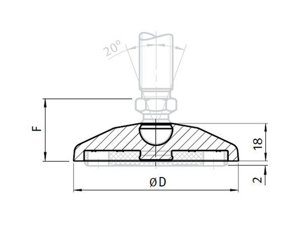 Nylon PA Swivel Feet Base, Ball Joint 15 - Image 2