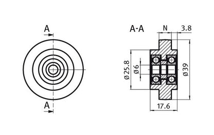 Nylon Roller Style 2 for Enclosure Hardware - Slot 8, 10, 12 - Image 3