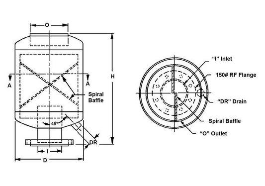 10 Inch (in) Inlet (I) and 12 Inch (in) Outlet (O) Exhaust Head - Image 1