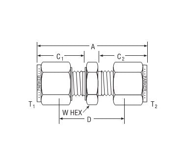 Parker CPI™/A-LOK® Metric-to-Inch Tube Conversion Union - Image 2