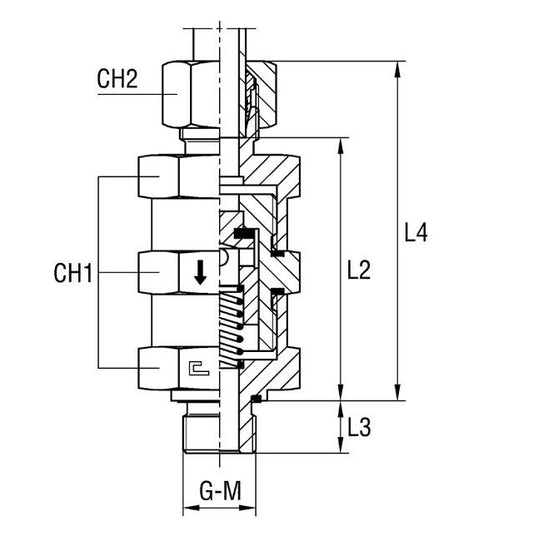 Heavy Duty Male Stud Non Return Valve - Metric Parallel Thread, B3 Ring Seal - Image 1