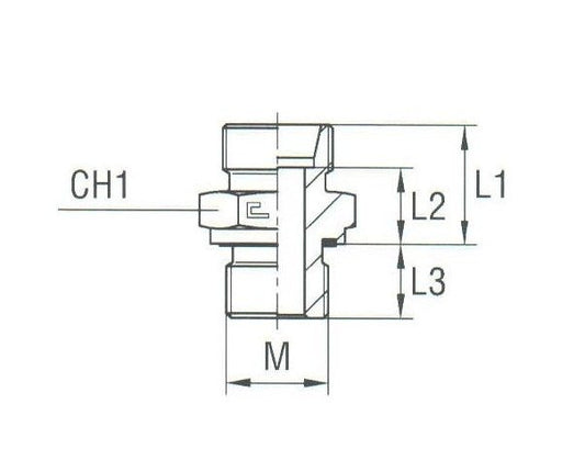 Carbon Steel Male Stud Coupling with Elastomer Seal - Metric Parallel - Image 2