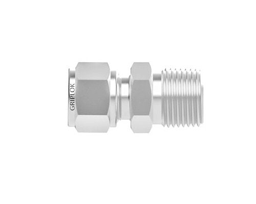 Griplok BSPT Male Connector - 316 SS, 1/4 Tube x 1/4 Male BSPT - Image 1