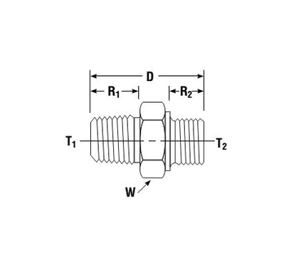 Parker Male Hex Nipple NPT to BSPP Converter Fitting - Image 2
