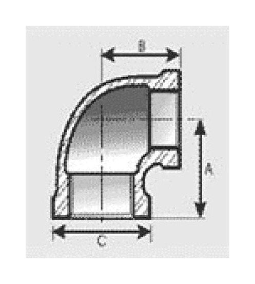 Brass Reducing Elbow Fitting, 4 x 3 inches - Image 1