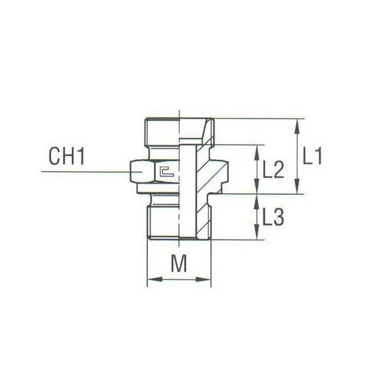 Male Stud Coupling Metric Parallel, Body Only, Carbon Steel, DIN 2353 Compliant - Image 1