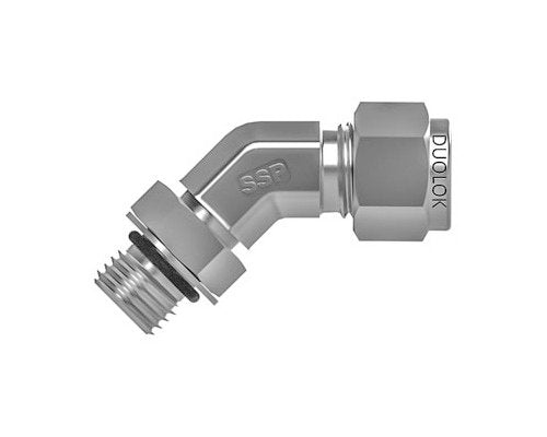 Duolok 45° Positionable Male Elbow - 316 SS, 3/8 TF x 9/16-18 SAE - Image 1