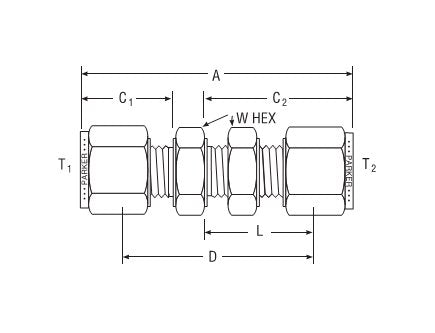 Parker CPI™/A-LOK® Bulkhead Union for Metric Tube 3.0mm - Image 2